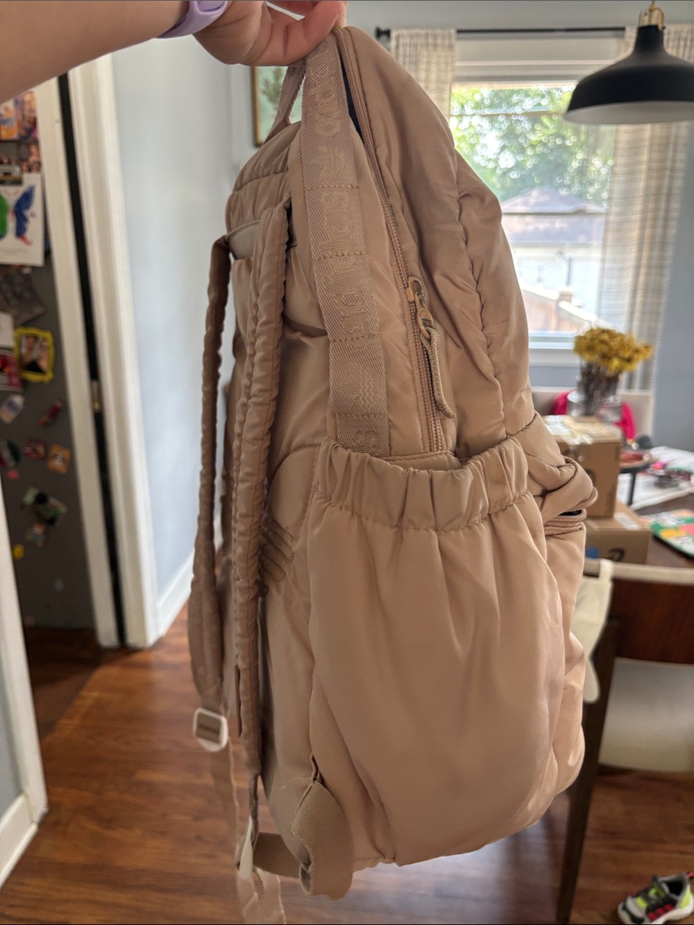 adidas Women's Beige Puffer Mini Backpack - Picture 3 of 7